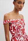 Print Shirred Midi Dress