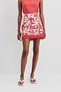 Organically Grown Linen Print Fray Mini Skirt
