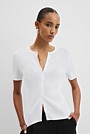 Waffle Short Sleeve Button Knit