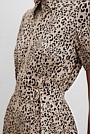 Organically Grown Linen Blend Print Drop Waist Shirt Dress