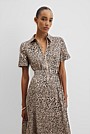 Organically Grown Linen Blend Print Drop Waist Shirt Dress