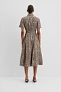 Organically Grown Linen Blend Print Drop Waist Shirt Dress