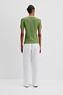 Waffle Short Sleeve Button Knit