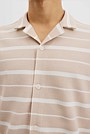 Textured Short Sleeve Cuban Stripe Shirt