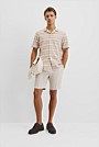 Textured Short Sleeve Cuban Stripe Shirt