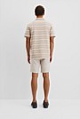 Textured Short Sleeve Cuban Stripe Shirt