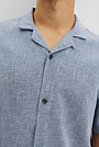 Short Sleeve Cotton Linen Basket Weave Shirt