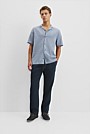 Short Sleeve Cotton Linen Basket Weave Shirt
