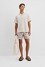Short Sleeve Cotton Linen Basket Weave Shirt