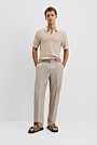 Australian Cotton Blend Silk Stripe Knit Polo