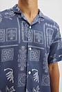 Short Sleeve Tencel Linen Stamp Print Shirt
