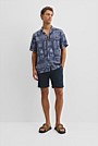 Short Sleeve Tencel Linen Stamp Print Shirt
