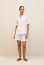 Cotton Geo Cutwork Short Sleeve Shirt