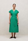 Cotton Poplin Cap Sleeve Belted Dress