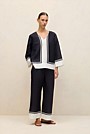 Linen Blend Border Print Pant