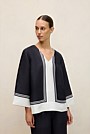 Linen Blend Border Print Popover Shirt