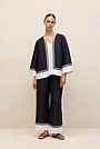 Linen Blend Border Print Popover Shirt