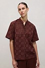 Cotton Geo Cutwork Short Sleeve Shirt