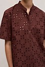 Cotton Geo Cutwork Short Sleeve Shirt
