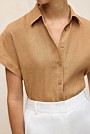 Delave Linen Cap Sleeve Shirt