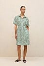 Brush Spot Linen Shirt Dress