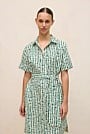 Brush Spot Linen Shirt Dress
