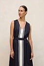 Linen Blend Border Print Dress