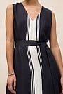 Linen Blend Border Print Dress