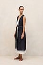 Linen Blend Border Print Dress
