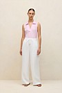 Linen Cotton Knit Collared Tank