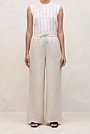 Yarn Dyed Linen Drawcord Wide Leg Pant