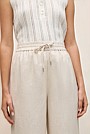 Yarn Dyed Linen Drawcord Wide Leg Pant