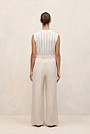 Yarn Dyed Linen Drawcord Wide Leg Pant