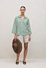 Brush Spot Linen Popover Shirt