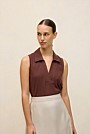 Linen Cotton Knit Collared Tank
