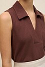 Linen Cotton Knit Collared Tank