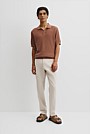 Short Sleeve Cotton Linen Knit Polo