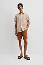 Short Sleeve Cotton Leaf Print Shirt