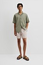 Short Sleeve Cotton Linen Basket Weave Shirt