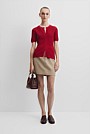 Waffle Short Sleeve Button Knit