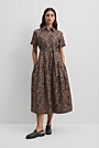 Print Flared Shirt Dress