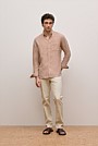 Regular Fit Yarn Dyed Linen Grid Shirt