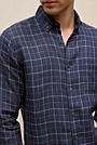 Regular Fit Linen Fine Check Shirt