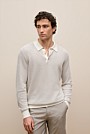 Linear Texture Knit Long Sleeve Polo