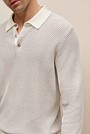 Linear Texture Knit Long Sleeve Polo