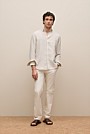 Regular Fit Linen Micro Check Long Sleeve Shirt