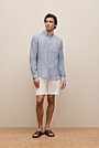 Regular Fit Yarn Dyed Linen Grid Shirt