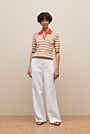 Cotton Cashmere Stripe Rib Knit Polo