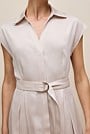 Soft Pleat Belted Dress