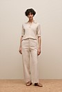 Cotton Cashmere Half Sleeve Polo